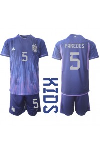 Fotbalové Dres Argentina Leandro Paredes #5 Dětské Venkovní Oblečení MS 2022 Krátký Rukáv (+ trenýrky)